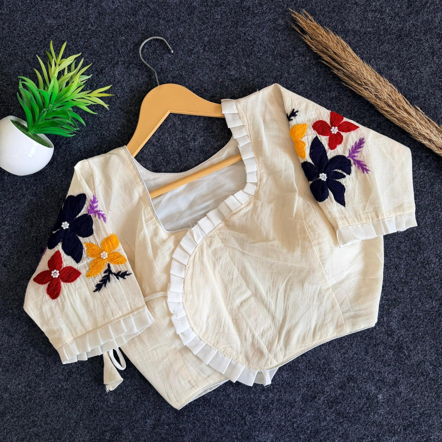 A beauty of handwork all over ready made blouse