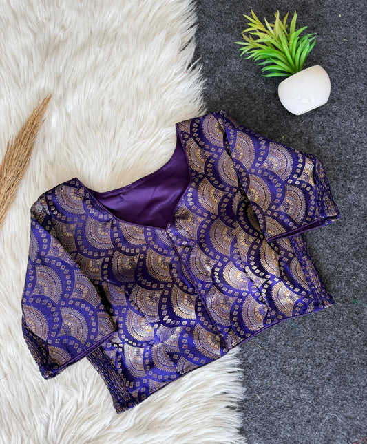 A beauty of weaving work all over with stretchable technology inside ready made blouse