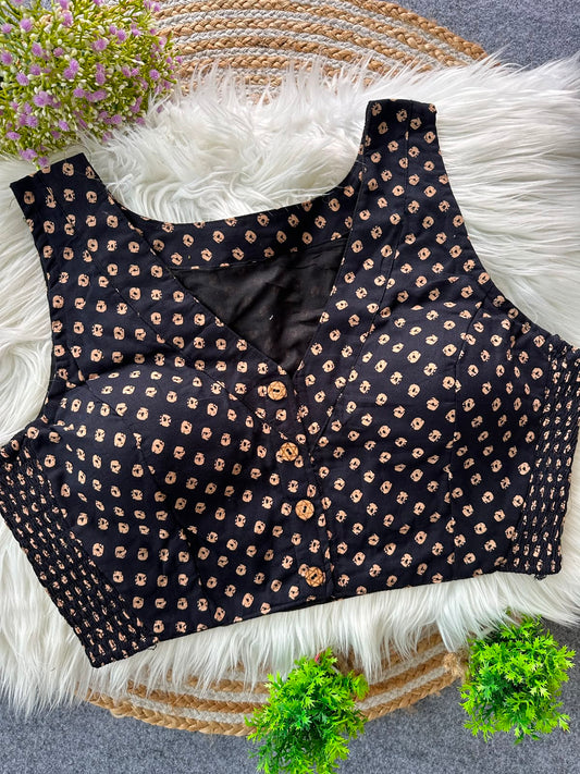 Presenting flexi fit Pure Ajrakh Bandhani Print Cotton ready made blouse