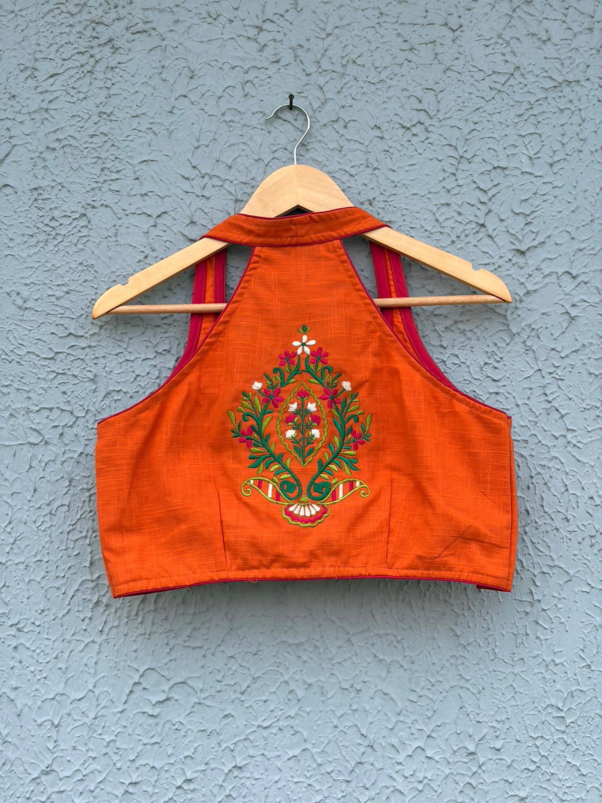Cotton embroidered Halterneck designer blouse