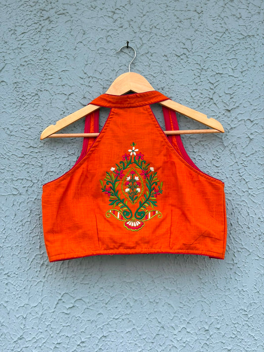 Cotton embroidered Halterneck designer blouse