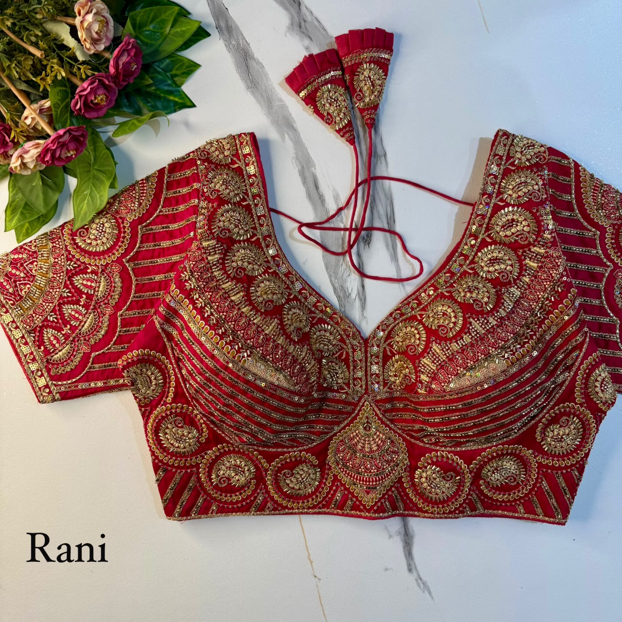 Heavy Zari + Sequins & Beads Work ready made blouse