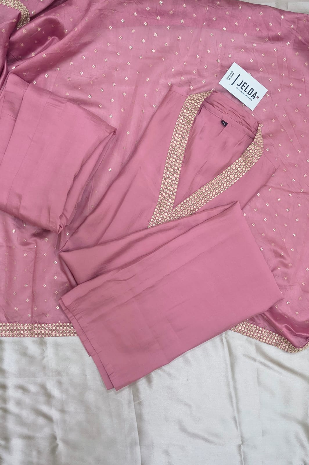 Exclusive pearl work with collar salwar suit